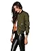 Simplee Apparel Women's Padded Zipper Biker Bomber Down Jacket Coat, Army Green, Asia L, US 8-10