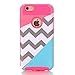 iPhone 5 Case,iPhone 5S Case,LUOLNH [2in1] Heavy Duty Hybrid Hard Case for Apple Iphone 5/5s ,Blue Mint Teal and Coral Pink Split Chevron Design Cover ( Hot Pink)