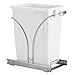 Household Essentials Glidez Chrome-Plated Steel Pull-Out/Slide-Out Discreet Single 9 Gallon Plastic Trash Can for Under Cabinet Use - Fits Standard Size Cabinet, Chrome and White