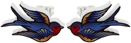 Punky Pins Tattoo Swallow Stud Earrings