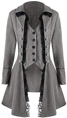 LisYOU F Mens Tailcoat Jacket Button Long High-Neck Uniform Costume Praty Outwear Coat