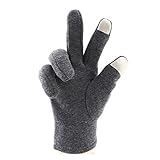 Elemart Ultra-Soft Touchscreen Winter Gloves with Leather Design and Fingertip Pad Touchscreen Comfortable Warm Black Gloves (Gray)
