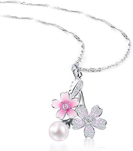 Women’s Necklace, Popular, Pearl Necklace, Pendant, 925 Sterling Silver, 5A Zirconia, Hypoallergenic Metal, Accessory, Birthday Gift, Women’s Jewelry, Gift Box Included, Silver, platinum-3