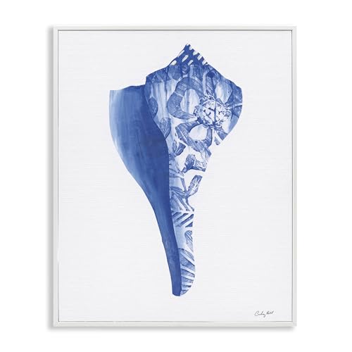 Stupell Industries Chinoiserie Patterned Seashell White Framed Giclee Art desig…
