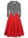 oxiuly Women's Vintage Bow Tie V-Neck Pockets Casual Work Party Cocktail Swing A-line Dresses OX278