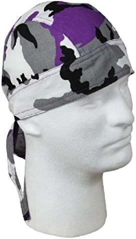 Purple Black Camo Doo Rag Headwrap Skull Cap Biker Durag Camoflauge Head Wrap