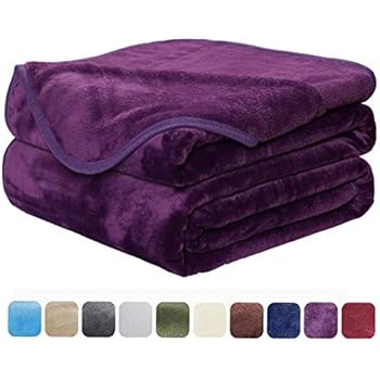EASELAND Soft Blanket King Size Blanket Warm Microplush Lightweight Thermal Fleece Blankets for Couch Bed Sofa,90x108 inches,Purple