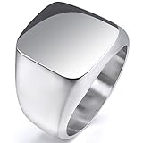 INBLUE Men's Stainless Steel Ring Silver Tone Polished Signet