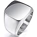 INBLUE Men's Stainless Steel Ring Silver Tone Polished Signet