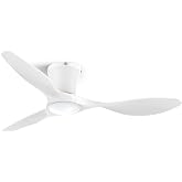 ocioc 42 Inch White Ceiling Fans with Lights and Remote | Ultra Quiet,Reversible,Dimmable Light,Cool Comfort,6-Speed,Timers,Beep-Off,Easy to Install,Energy saving,Indoor/Covered Patio