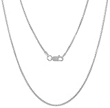 925 Sterling Silver Nickel-Free 1.2mm Box Chain Necklace, 22 inches - Made in Italy + Cleaning Cloth