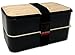 THE ORIGINAL Japanese Bento Box (Upgraded 2019 Black & Bamboo Design) w/FREE Bento Food Ideas Guide + 2 Dividers + Larger Utensils w/Holder - Leakproof Lunch Container primary