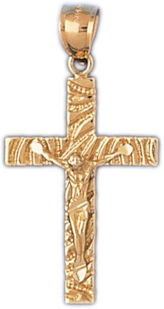 14K Yellow Gold Crucifix Pendant on an 