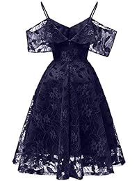 Vestido de encaje floral sin hombros para mujer, línea A, vestido de cóctel, fiesta, columpio TZ15