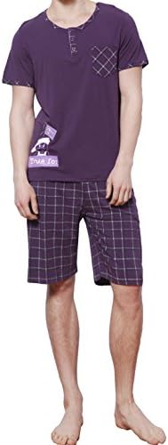 Men's Pajama Set Soft Cotton Short Sleeve Summer Sleepwear