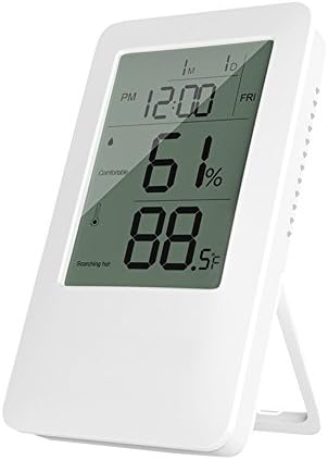 EWEMOSI Indoor Thermometer Temperature and Humidity Monitor Built-in Clock and Time Display for Baby Room Family Warehouse