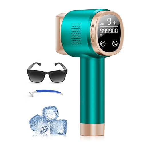 21J Laser Epilator with Cooling Function, 600-1200NM Pulsed Light Epilator with 9 Energy Levels, LCD Touch Screen for Women and Men, Bikini, Armpits, Face, Body Green