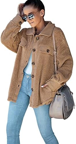 KAYWIDE Women Fuzzy Jacket Shirt Over 
