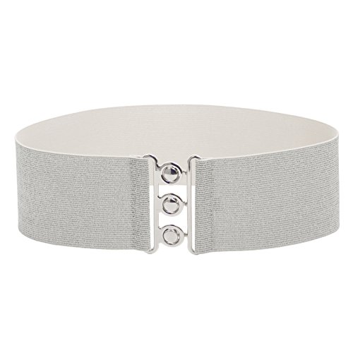 Silver Belle Costumes - Silver Wide Waist Belt for Women ELastic Belt S