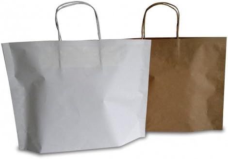 Pack of 25 White b-bags Shopper in Paper Bags in Handle Slubbed Format 30 + 10 x 25