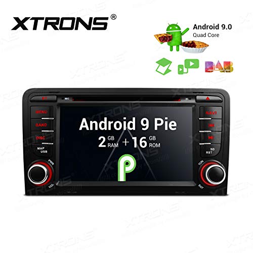 XTRONS Android 9.0 Car Stereo Radio DVD Player GPS Navigator 7 Inch Touch Display Double Din Head Unit Supports WiFi Bluetooth 5.0 Backup Camera DVR OBD TPMS Full RCA Output for Audi A3 S3 RS3
