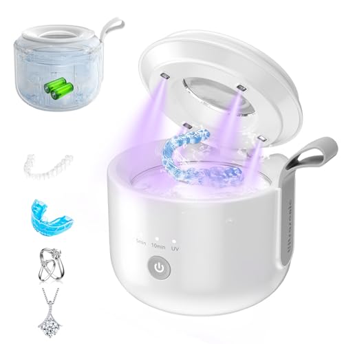 JeaTone Ultrasonic Retainer Cleaner, 48kHz Ultrasonic Cleaner Portable Cordless 200ML Retainer Cleaner | Dental Cleaning Pod for Deep Cleaning Night Guard, Tooth Splint, Braces, Mouth Guard, Jewelry