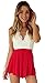 Moxeay Deep V Neck Playsuit Backless Chiffon Short Jumpsuit (S, Red)