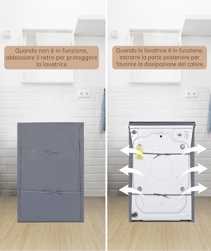 HAUSPROFI Washing Machine Cover for Outdoor Use 420D – Best Thickness Washing Machine Cover for Washing Machines and Dryers – Waterproof Washing Machine Cover with Sun Protection – 60 x 64 x 85 cm – Grey