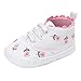 LNGRY Newborn Baby Girls Floral Crib Shoes Soft Sole Anti-Slip Canvas Sneakers (White, 6-12 Months)