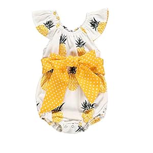 Peuter Pasgeboren Ananas Romper Dot Strik Ruche Korte Mouw Jumpsuit Mode Kleding