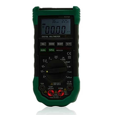 MASTECH MS8229 Auto Range Multimeter & Temperature Humidity Light Lux Sound Level Meter Tester 5 in 1 with Back Light by Mast