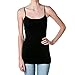 Hollywood Star Fashion Plain Long Spaghetti Strap Tank Top Camis Basic Camisole Cotton, Black, l