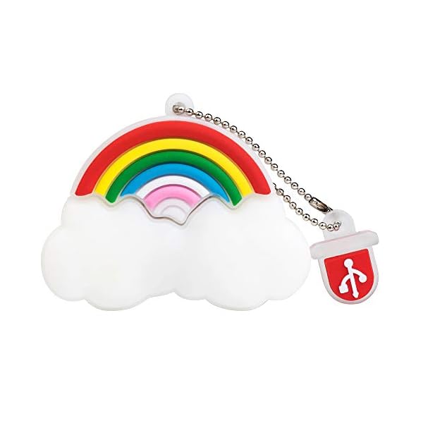 BorlterClamp 32GB USB Stick Netter Karikatur Regenbogen Wolke Muster Speicherstick, Geschenk für Studenten und Kinder