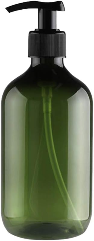 Profusion CircleRefillable Empty Bottle Press Pump Shampoo Lotion Soap Makeup Liquid Dispenser Plastic 500ml Dark Green