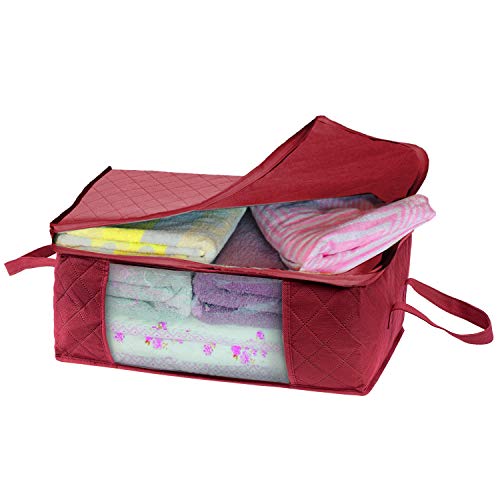 Woffit Foldable Storage Bag Organizers, Large Clear Window & Carry Handles, Great for Clothes, Blankets, Towels, Winter & Summer Clothing, Closets, Bedrooms, Under Bed & More