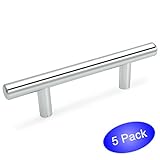 5 Pack - Cosmas 305-030CH Polished Chrome Cabinet Hardware Euro Style Bar Handle Pull - 3
