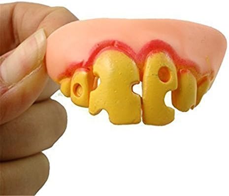 Pinovk 8pcs /set Funny Rubber False Tooth Dentures Bucktooth April Fool Halloween Costume Party Prank Trick Props Jokes Toy