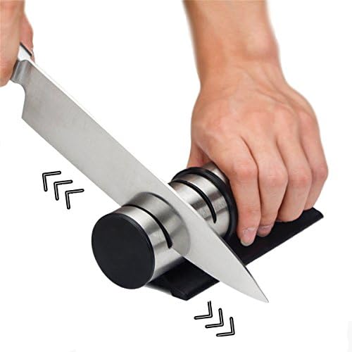 Kitchen Knife Sharpener for Straight,3-Stage Tungsten Steel,Diamond and Aviation Ceramic Wheel System,Sharpens Dull Knives Quickly, Safe and Easy to Use