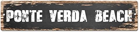 PONTE VERDA BEACH Plate Sign Vintage Rustic Street Sign Beach Bar Pub Cafe Restaurant shop Home Room Wall Door Decor sign