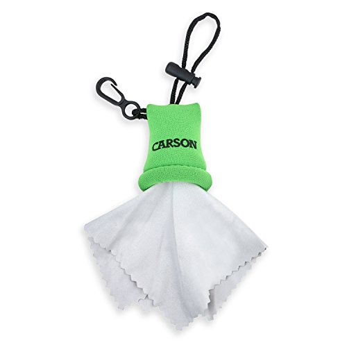 Carson Stuff-It Microfiber Lens Cloth Cleaner for Eyeglasses, Smartphones, Tablets, Cameras, Binoculars, Spotting Scopes, Lenses, Optics and More - Green