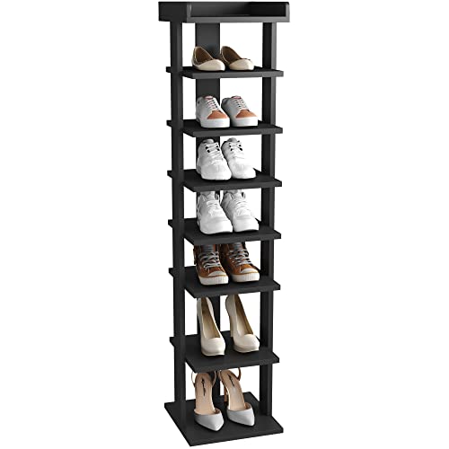 HOMEFORT 7Tier Wood Shoe Rack, Entryway Shoe Tower,Vertical Shoe