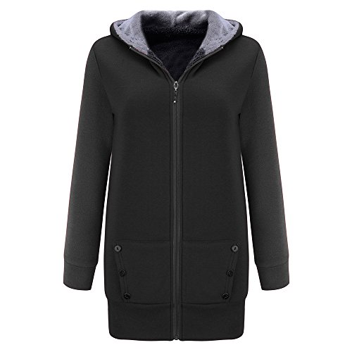 VESNIBA Women Winter Warm Velvet Thicker Coat Hoodie Jacket Outwear Sweatshirt Overcoat