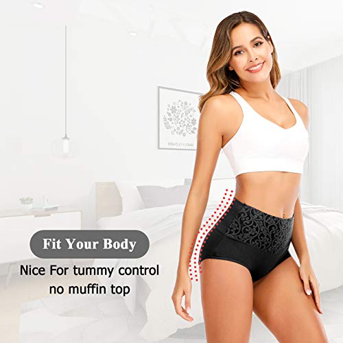 Senllori Women High Waisted Cotton Underwear Tummy Control Briefs