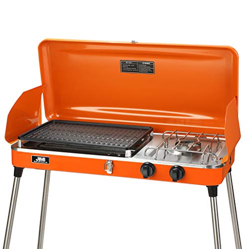 Portable 2 Burner Grill/Stove,Propane Grill with Free Hose and Adapter for Outdoor Cooking