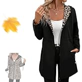 GHTRHSB Womens Reversible Jacket, Leopard Print Anorak Coat Windbreaker with Pockets Drawstring and Cinched Waist for Women