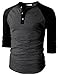 H2H Mens Casual Slim Fit Raglan 3/4 Sleeve Henley T-Shirts CHARCOALBLACK US S/Asia M (CMTTS0174)