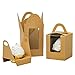 Yotruth Pop-up Cardboard Individual Cupcake Boxes Kraft Paper 100 Sets with Window Insert and Handle