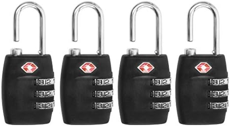 AYPBAIM Set of 4 TSA Resettable 3 Digit Combination Safe Travel Luggage Suitcase Code Lock Black