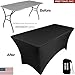 Pro DJ Event Table Scrim with Cable Pass-Through Inserts - SKRIMS Rectangular Four-Way Stretch Spandex Table Cover - 4 ft. Elastic Tablecloth - Black