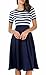 AAMILIFE Stripe Scoop Neck Short 3/4 Long Sleeve Vintage Womens Swing Dresses